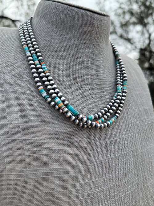 Handcrafted Spiny and Turquoise 5mm Beaded Necklace