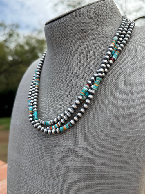Handcrafted Spiny and Turquoise 5mm Beaded Necklace