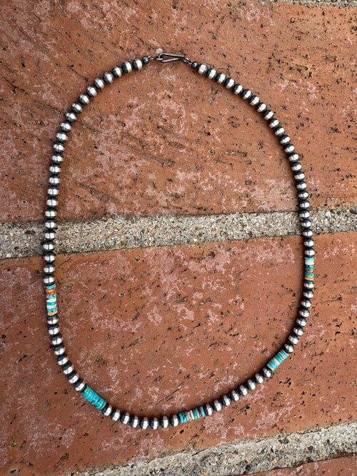 Handcrafted Spiny and Turquoise 5mm Beaded Necklace