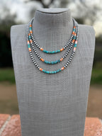 Handcrafted Spiny and Turquoise 4mm Beaded Necklace