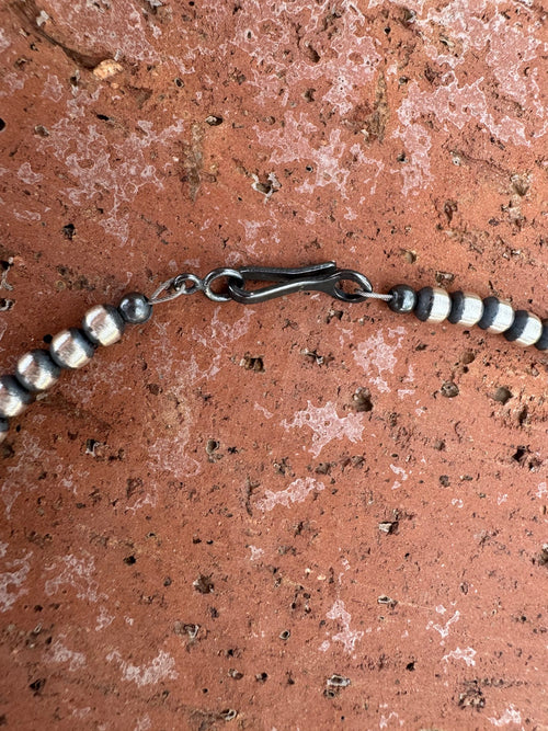 Handcrafted Turquoise & Sterling Silver Pearl 4mm Beaded Necklace