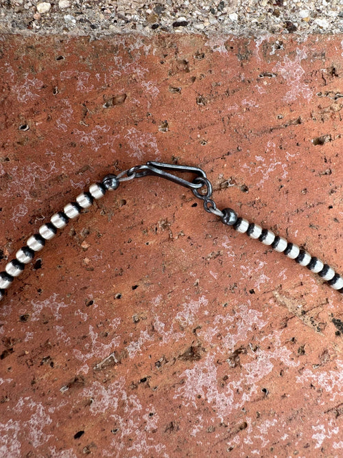 Handcrafted Turquoise & Sterling Silver 3-12mm Beaded Lariat Necklace 20"