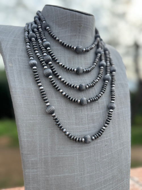Handcrafted Sterling Silver Pearl 5-10mm Beaded Necklace