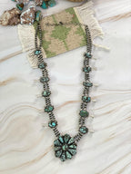 Handmade Sterling Silver Lander Turquoise Necklace, Signed Nizhoni