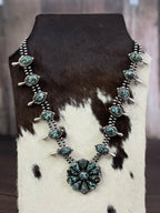 Handmade Sterling Silver Lander Turquoise Necklace, Signed Nizhoni