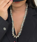 Handmade Sterling Silver & Turquoise Beaded Necklace Signed Nizhoni
