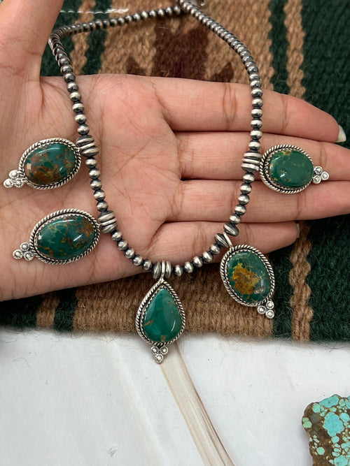 Handmade Sterling Silver Hardy Pit Beaded Necklace with Signed Nizhoni