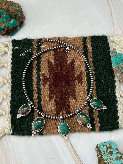 Handmade Sterling Silver Hardy Pit Beaded Necklace with Signed Nizhoni