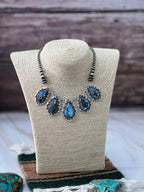 Handmade Sterling Silver Golden Hills Turquoise Beaded Necklace with Signed Nizhoni