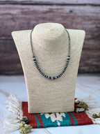 Handmade Sterling Silver Beaded Necklace with Signed Nizhoni