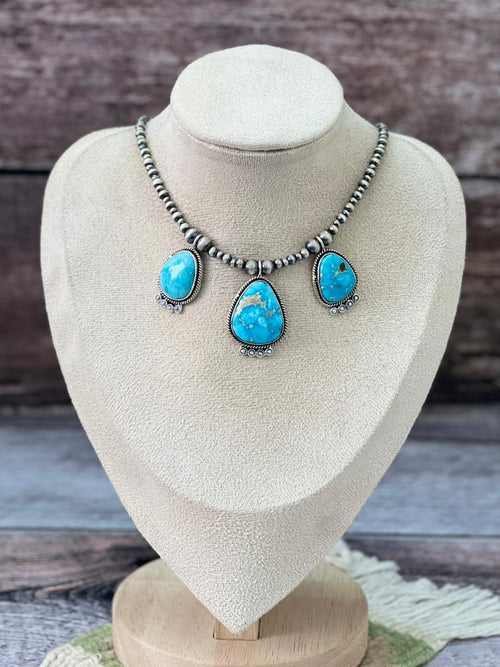 Handmade Sterling Silver Beaded Sierra Bella Necklace "Signed Nizhoni"