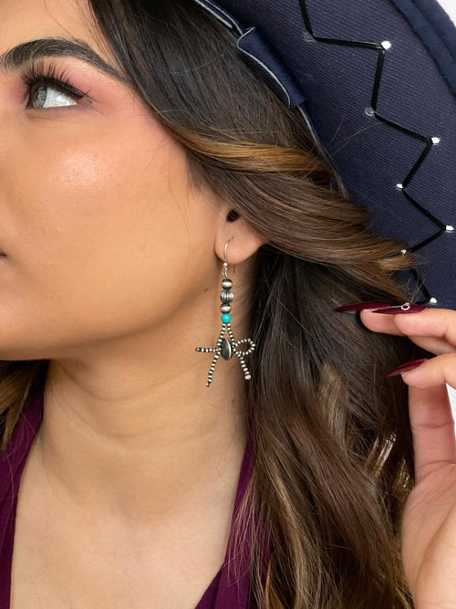 Handmade Sterling Silver Kingman Turquoise Hook Beaded Earrings