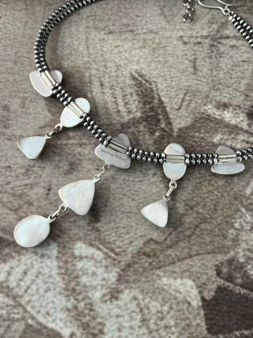 Handmade Sterling Silver Santa Maria Beaded Layerd Necklace "Signed Nizhoni"