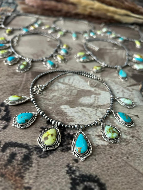 Handmade Sterling Silver Palomino with Santa Maria Beaded Necklace "Signed Nizhoni"