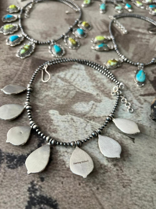 Handmade Sterling Silver Palomino with Santa Maria Beaded Necklace "Signed Nizhoni"