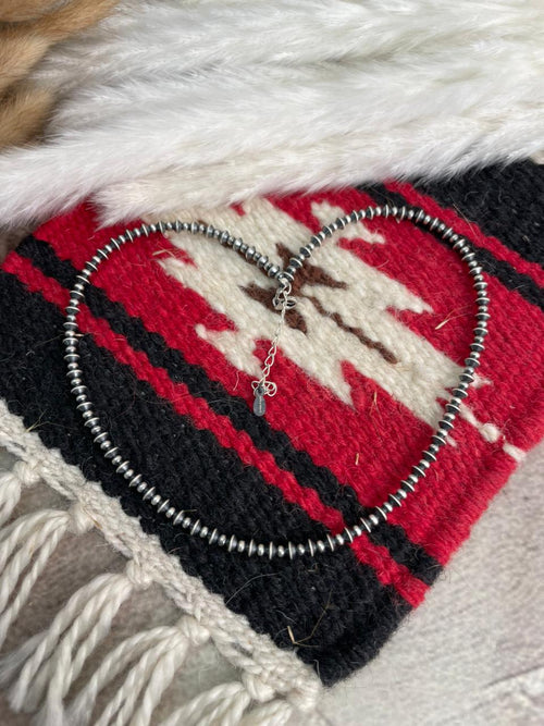 Handmade Sterling Silver 16+2" Beaded Necklace "Signed Nizhoni"