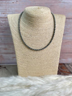 Handmade Sterling Silver 16+2" Beaded Necklace "Signed Nizhoni"