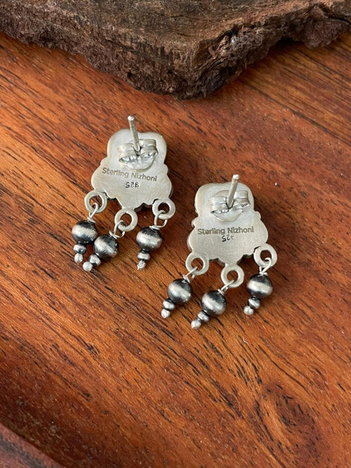 Handmade Sterling Silver Cotton Candy Post Beaded Earrings "Signed Nizhoni"