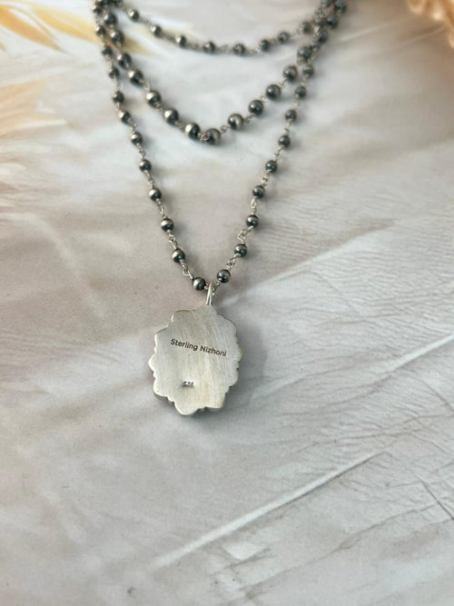 Handmade Sterling Silver Cotton Candy Layerd Beaded Necklace "Signed Nizhoni"