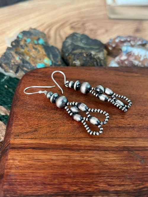 Handmade Sterling Silver Hook Dangle Beaded Earrings