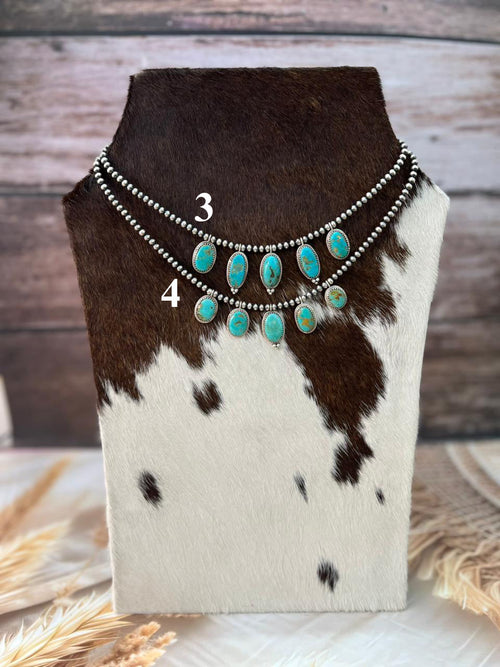 Handmade Sterling Silver Santa Maria Turquoise Beaded Necklace "Signed Nizhoni"