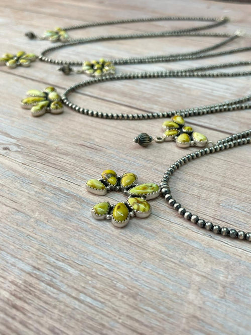 Handmade Sterling Silver Palomino Turquoise Beaded Necklace "Signed Nizhoni"