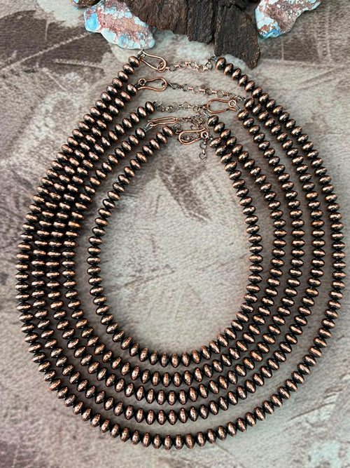 Handmade Copper Beaded 8MM Saucer Necklace