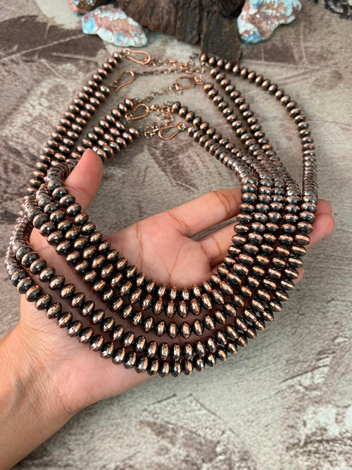 Handmade Copper Beaded 8MM Saucer Necklace