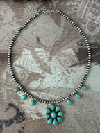 Handmade Sterling Silver Number 8 Turquoise Collection: Beaded Necklace Signed Nizhoni