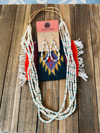 Santo Domingo Mother of Pearl, Turquoise & Heishi Beaded Necklace Set