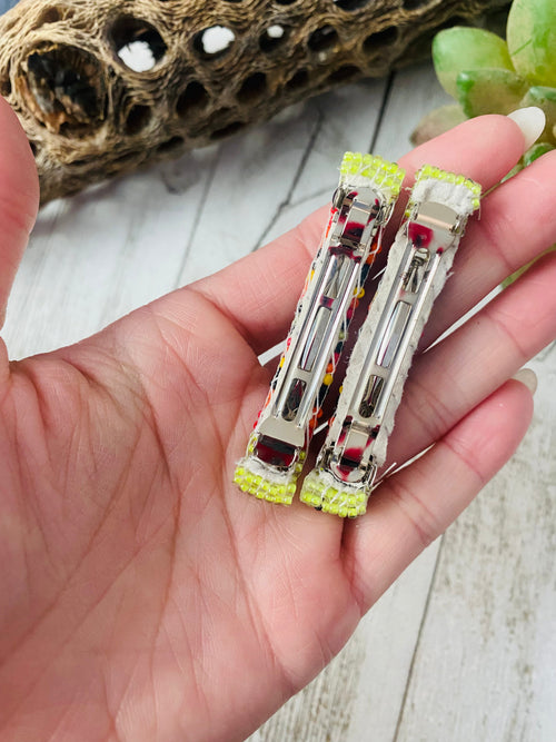 Handcrafted Handmade Beaded Barrette Set