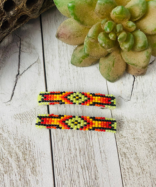 Handcrafted Handmade Beaded Barrette Set