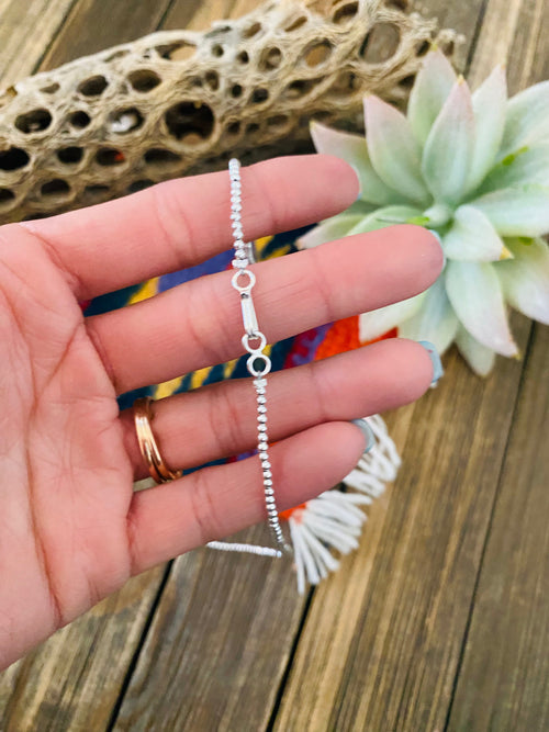 Navajo 2mm Sterling Silver Pearl Beaded 16” Necklace