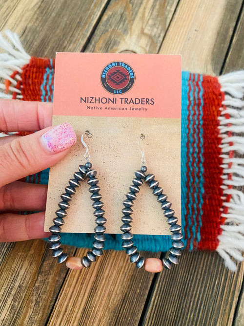 Handcrafted Sterling Silver Pearl & Rhodochrosite Dangle Hoop Earrings