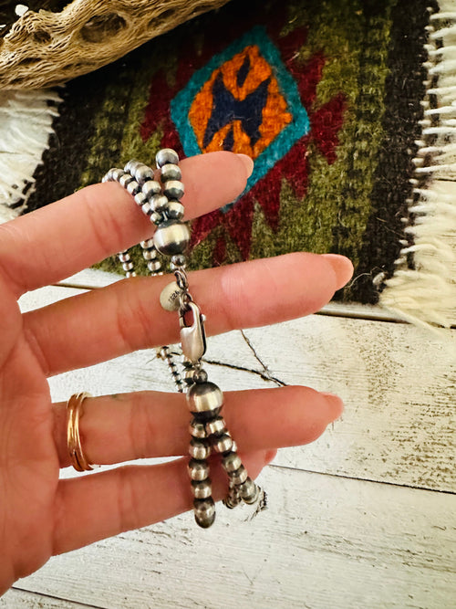 Handcrafted Sterling Silver Pearl Triple-Strand Beaded Bracelet