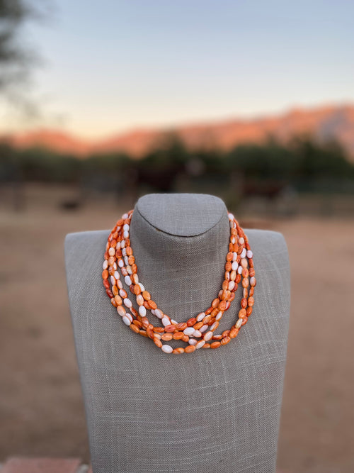 Handcrafted Spiny & Sterling Silver 16 inch Beaded Necklace