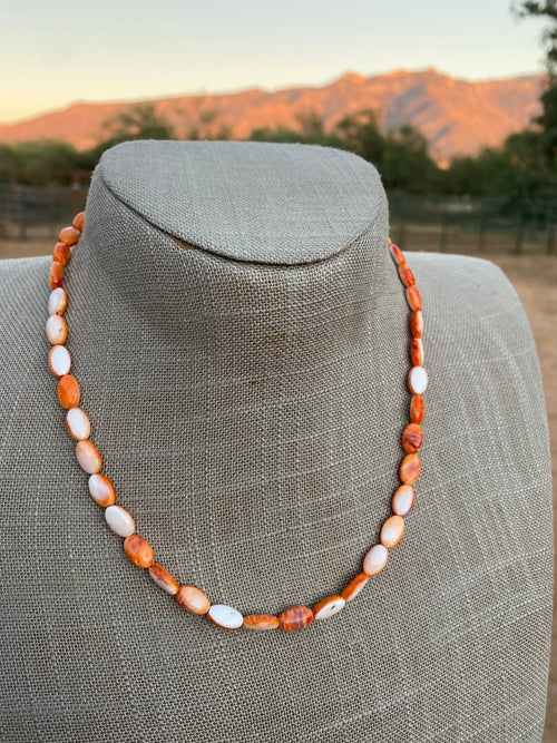 Handcrafted Spiny & Sterling Silver 16 inch Beaded Necklace