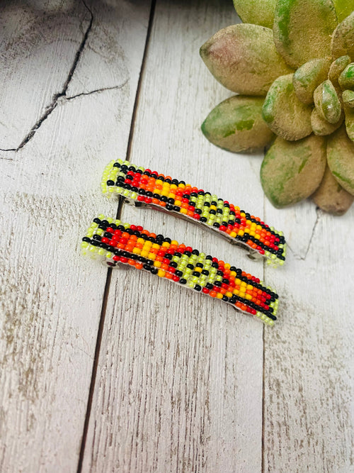Handcrafted Handmade Beaded Barrette Set