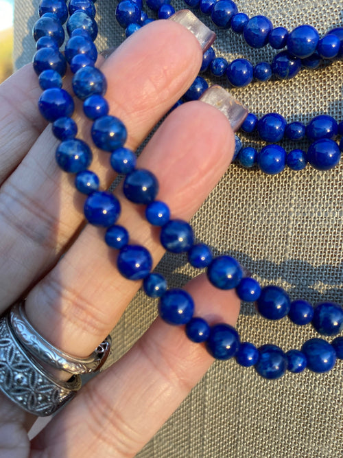 Handcrafted Lapis & Sterling Silver Beaded Necklace
