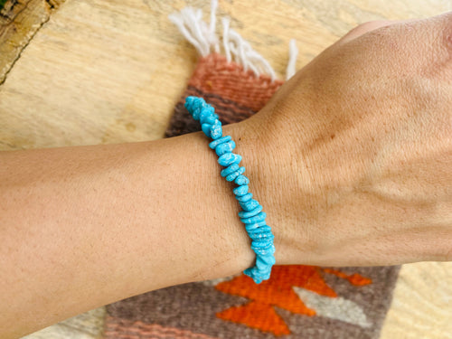 Navajo Sterling Silver Pearl & Turquoise Beaded Bracelet