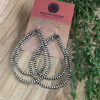 Handcrafted Pearl Style Sterling Silver Beaded 3mm Dangle Double Hoop Earrings Leslies fav