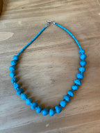 Handcrafted Sterling Silver Blue Turquoise Round Bead 16” Necklace