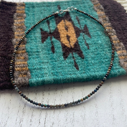 Handcrafted Sterling & Turquoise Beaded Choker Necklace