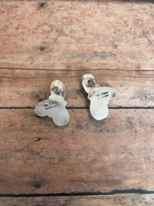 Navajo Beaded Sterling Silver & Royston Turquoise Necklace Set by Ella Peters