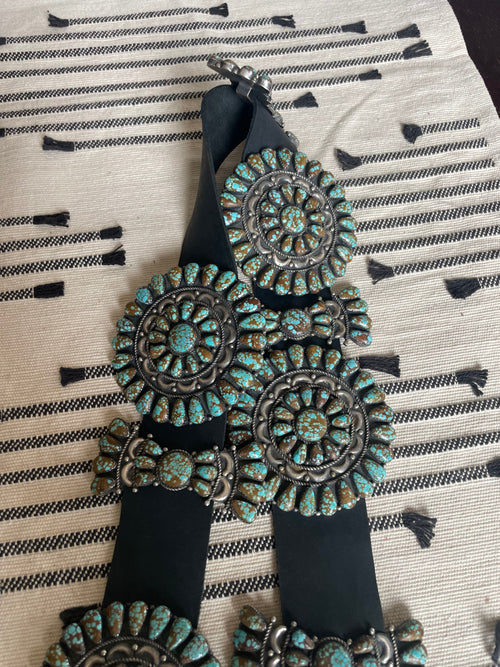 Old Pawn Beautiful Number 8 Turquoise Concho Belt