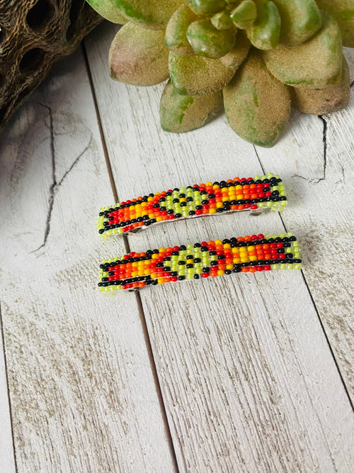 Handcrafted Handmade Beaded Barrette Set