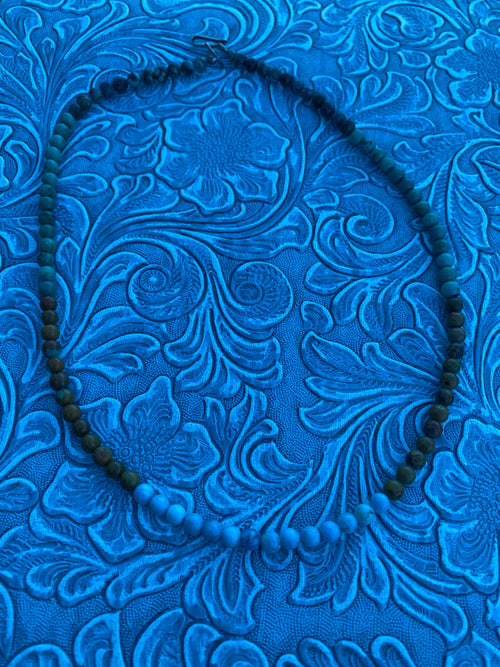 Handcrafted Multi Turquoise & Sterling Silver Beaded 16 Inch Necklace