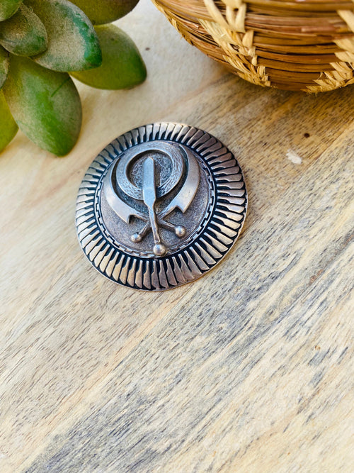 Handcrafted Vintage Hand Stamped Sterling Silver Pin/Pendant