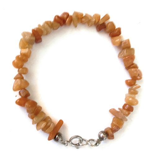 Handcrafted Carnelian & Sterling Silver Beaded Bracelet