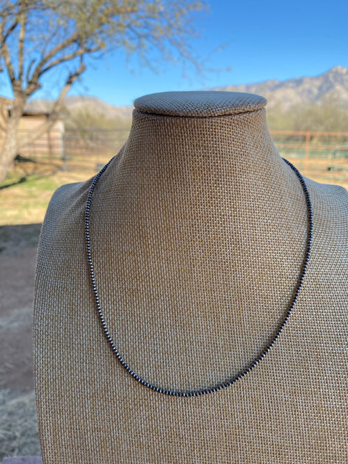 2mm Sterling Silver Pearl Beaded 18” Necklace